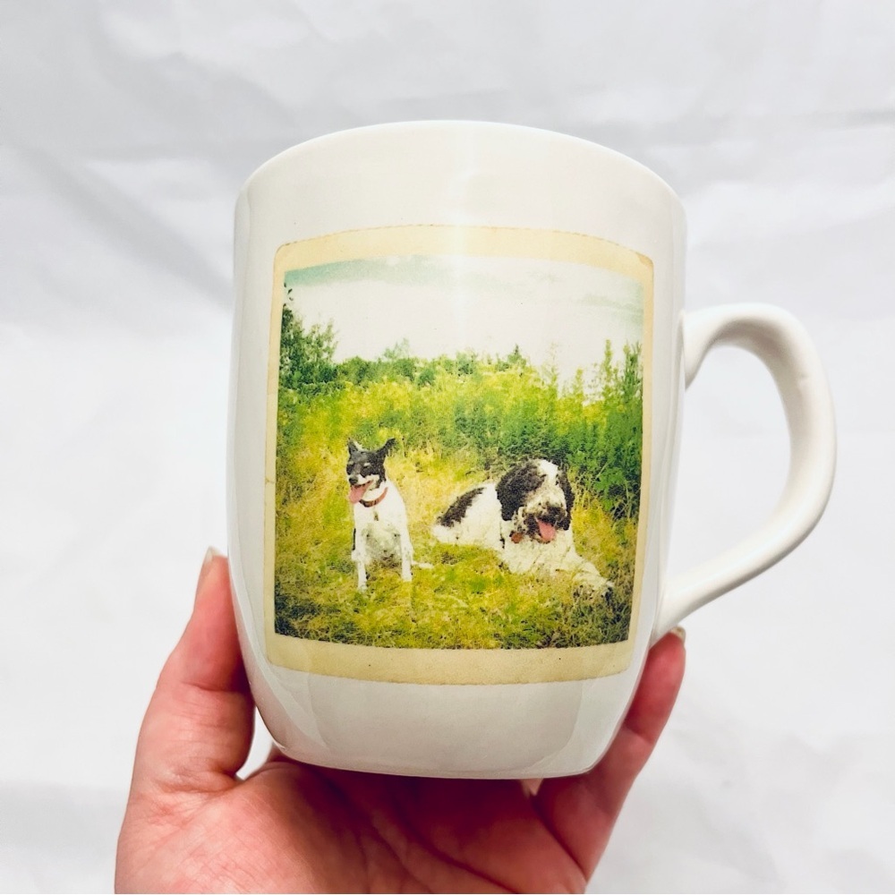 Rae Dunn Coffee Mug, Picture of Dogs, Sit Down & Relax, EUC